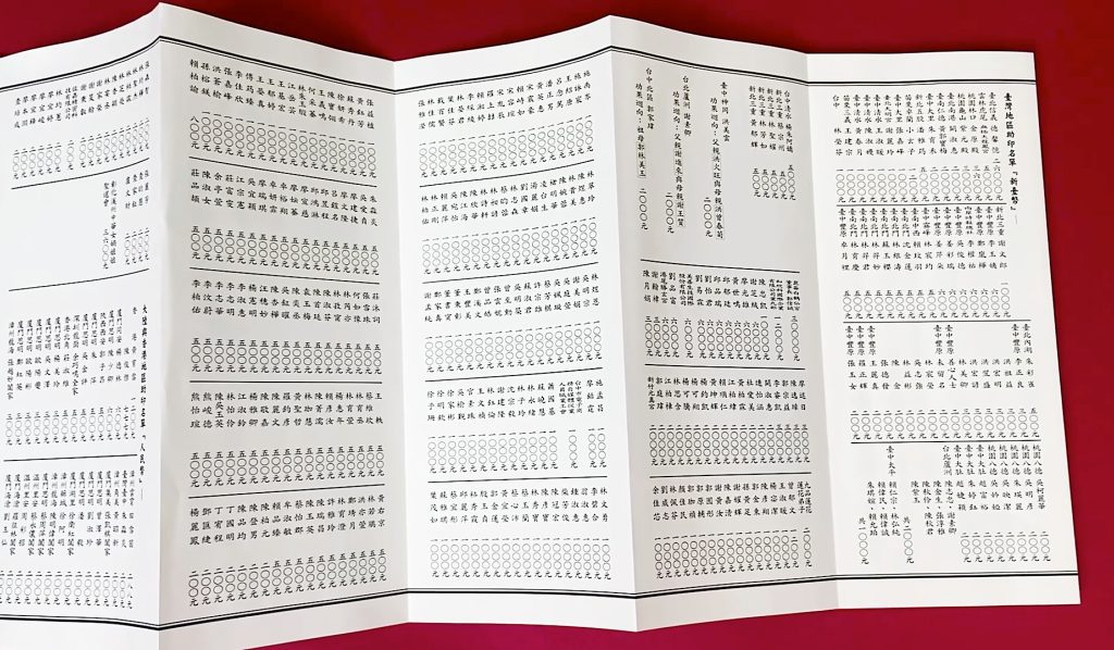 各地區助印名冊